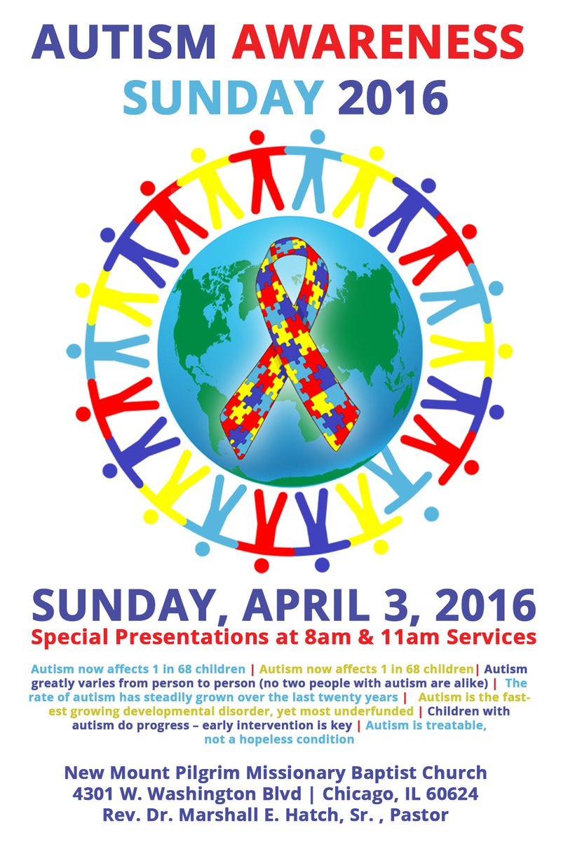 NewMtPilgrim's tweet photo. Come worship with us April 3, 2016 - Autism Awareness Sunday
8am &amp; 11am https://t.co/Za2CSiWArN