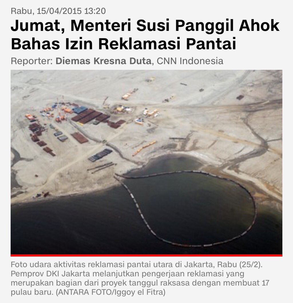 Sore pak! Mohon dihentikan dan di pertimbangkan kembali dampaknya thdp alam dan ekosistem #JakartaTolakReklamasi
