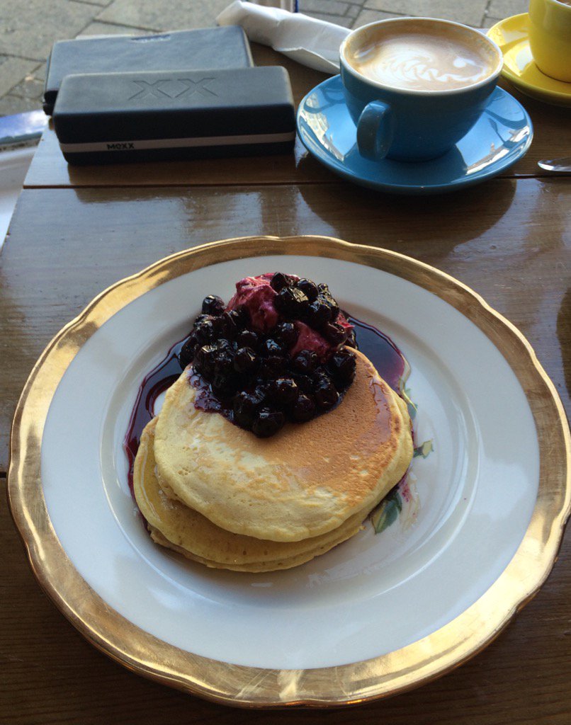 KitchenAtNo35's tweet photo. This is our new pancakes with blueberry compote &amp; mascarpone chantily cream. Yum! X. https://t.co/0fGn7dLgoz