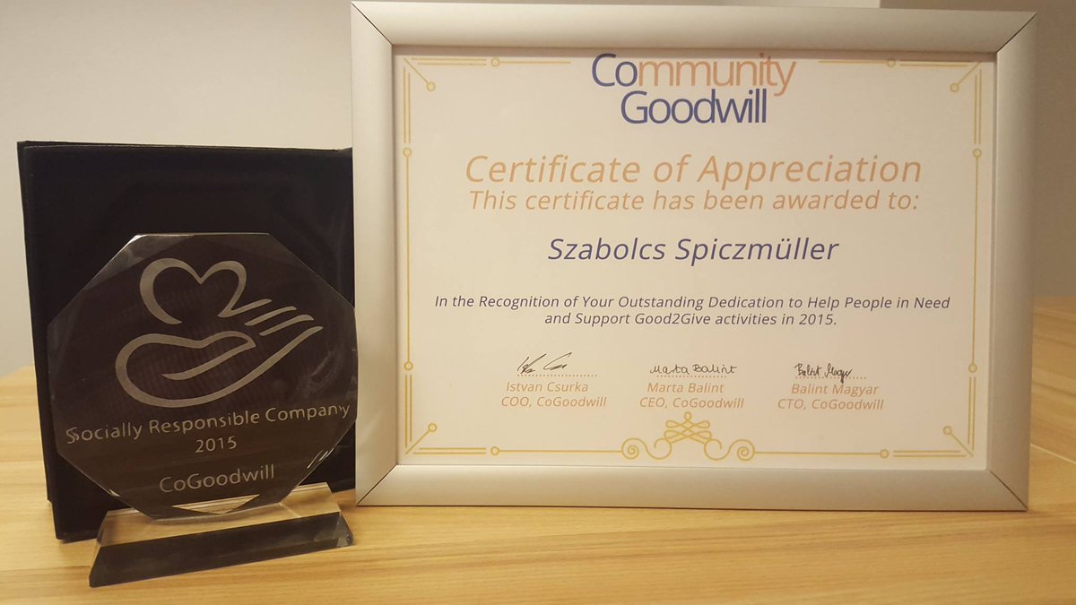 co_goodwill's tweet photo. Our Award goes to Pannon Hallás Centrum Hungary: a Socially Responsible Company! https://t.co/lj4EmAVynM https://t.co/ude5UhdgDB
