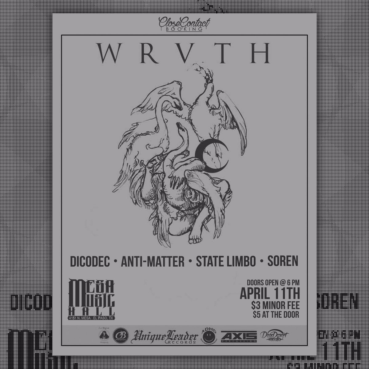 April 11th <a href="/wrvthofficial/">W R V T H</a>  at the Mesa music hall! #closecontactbooking #wrvth #itsallgoodep #shows
