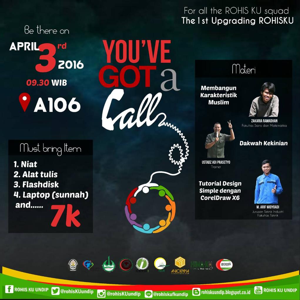 BESOK BANGET!!!
Dear squad RohisKU 2016
Jgn lupa datang upgrading yaa

RohisKU Undip
#KUATbersahabat