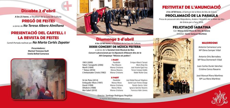 BiarTurismo's tweet photo. Este cap de setmana, Pregó, Concert, l´Anunciació, dilluns Sant vicent ...
Dins de res Festes de Maig!!!. https://t.co/cJwwb3kW8F