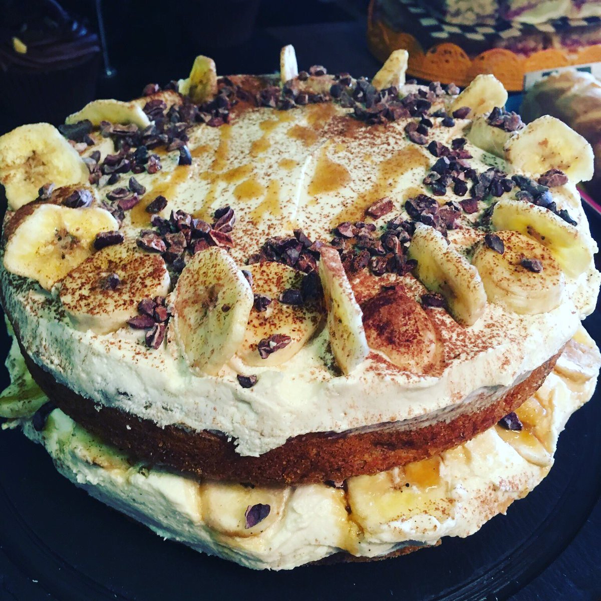 #glutenfree #vegan banana &amp; caramel cake! We are open today until 6pm!