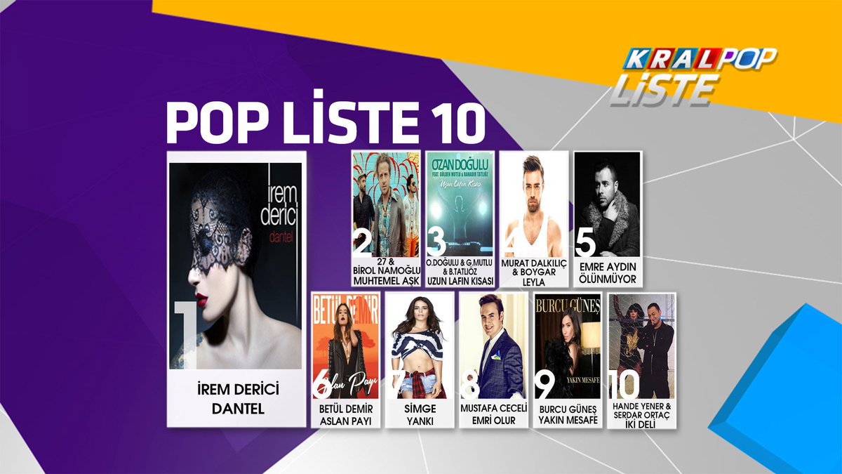 Bu hafta 'Pop Liste 10'da 1 numara #Dantel <a href="/iremderici/">İrem Derici</a>
