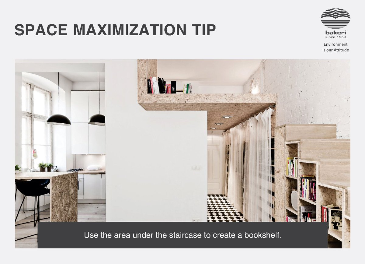 bakerigroup's tweet image. #SpaceMaximization
Area under staircase can be of great use for creating shelves that maximize space in your room.