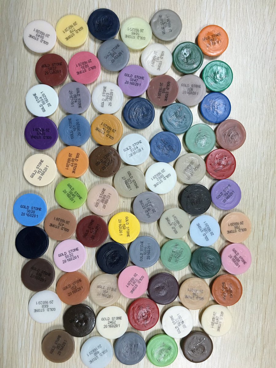 izzylee321's tweet image. Glue color samples for Gold Stone Sheet Colors...this brand is too colorful😄