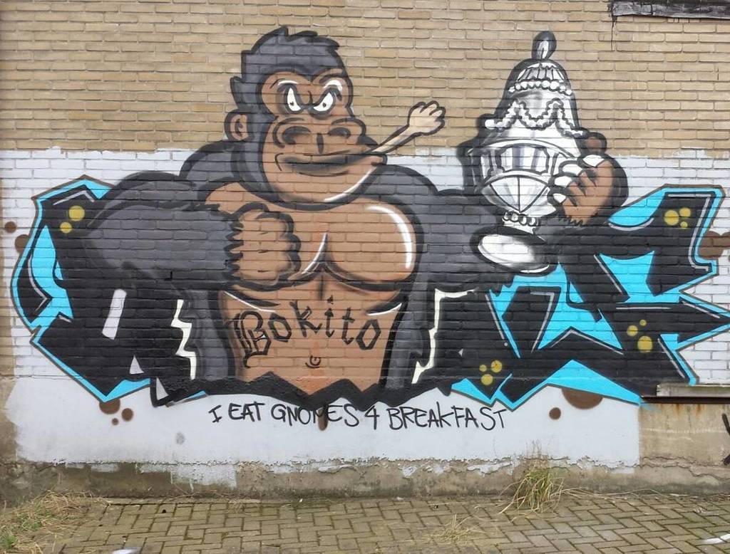 FRFC1908's tweet photo. Nog 22 dagen tot de bekerfinale: "I EAT GNOMES FOR BREAKFAST" door Knor en Polski. #graffitioorlog #Bekerfinale https://t.co/cdDq2gbhSB