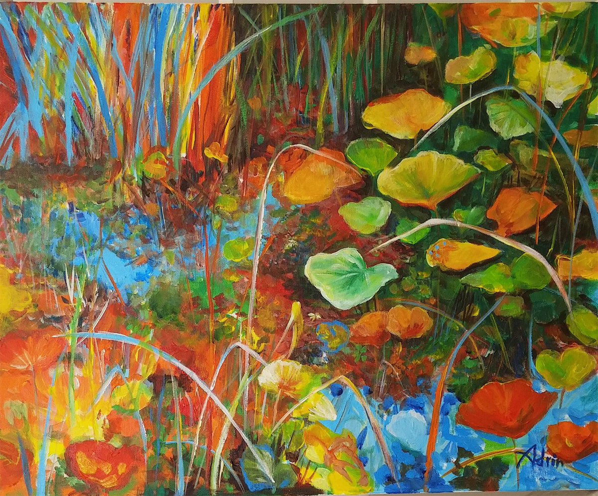 Dorit Adrin, Acrylic on canvas, floral, leaves, garden, light
דורית אדרין, צמחיה, עלים, גינה, ציור אקריליק