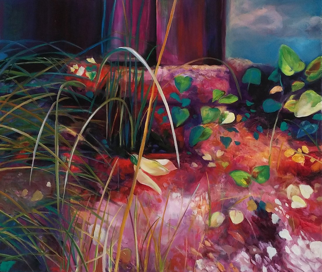 Dorit Adrin, Oil on Canvas, floral, leaves, garden, light
דורית אדרין, צמחיה, עלים, גינה, ציור שמן