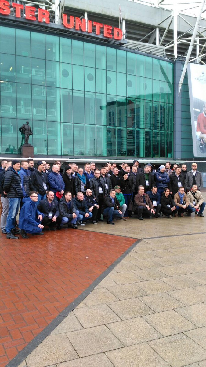 Epsonworldcup's tweet photo. Epson guests outside Old Trafford ready for the tour of the Theatre of Dreams #EpsonMUExperience https://t.co/5P77yRIhPm