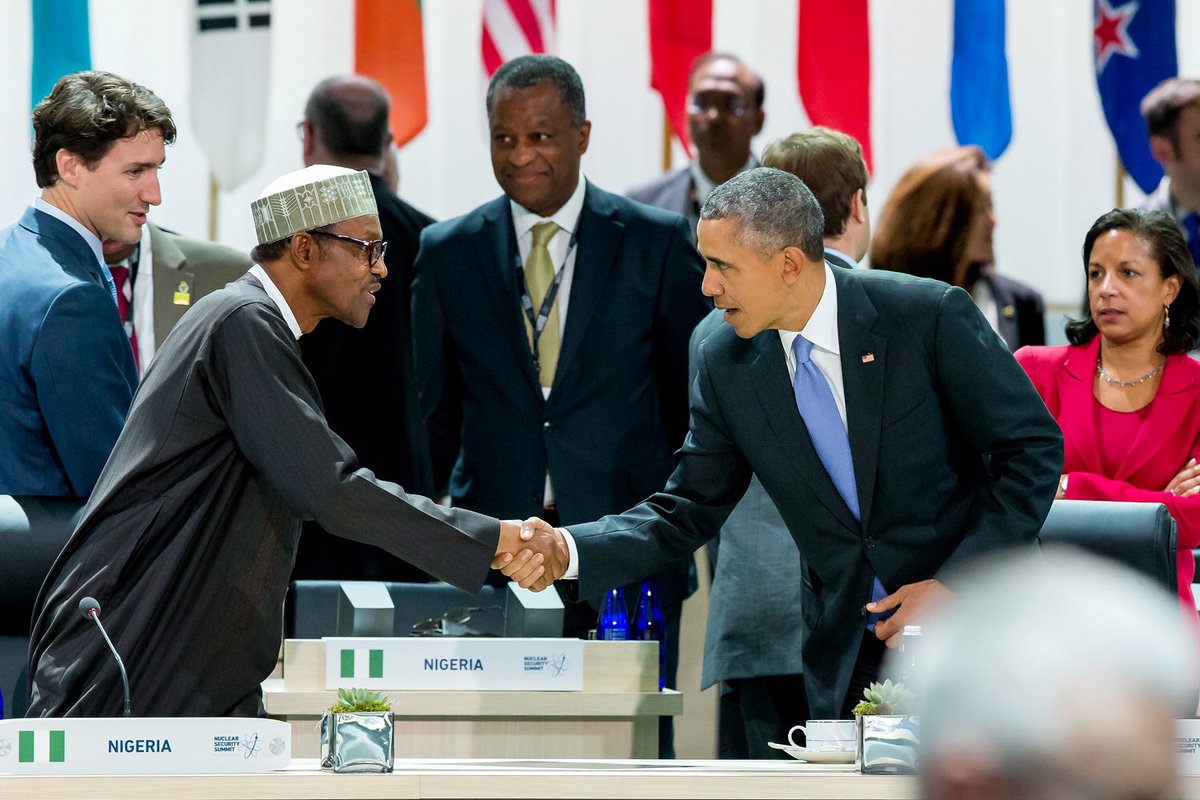 NGRPresident's tweet image. L-R: @JustinTrudeau, PMB, @GeoffreyOnyeama &amp;amp; @POTUS at the @NSS2016 Scenario-based Policy Discussion, yesterday