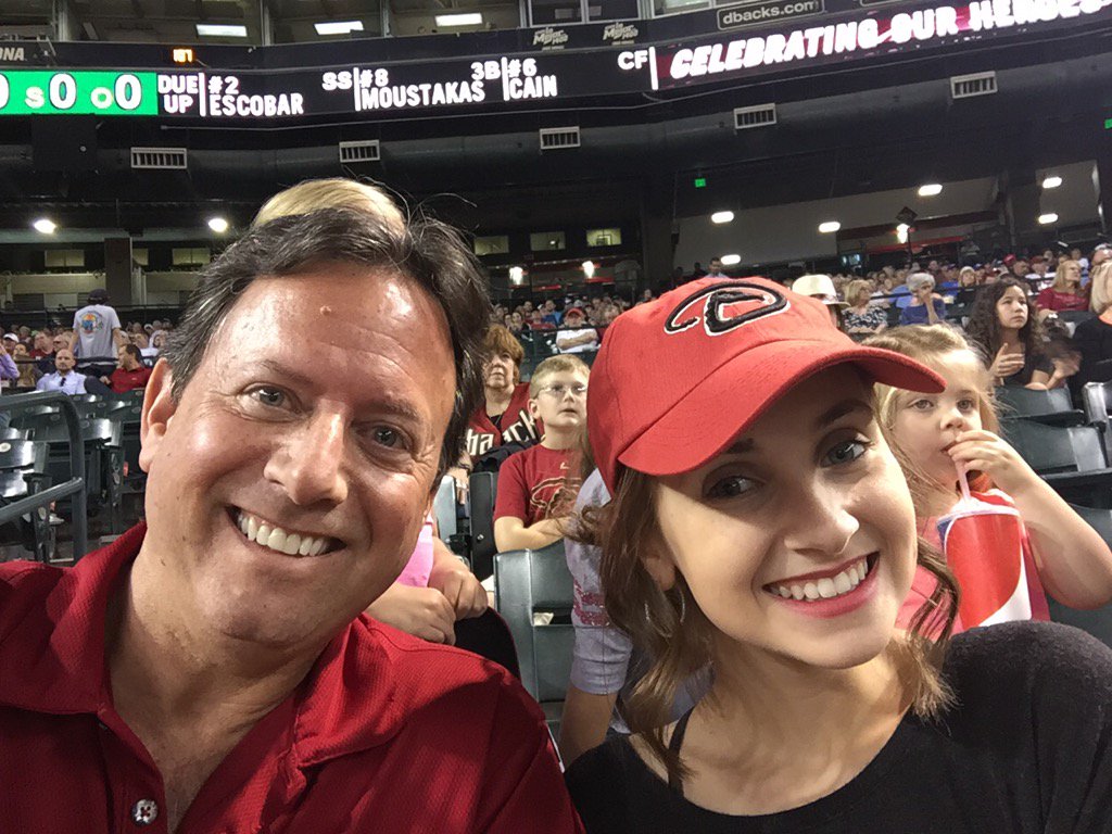 drmazel's tweet image. Father/daughter selfie at the DBack game.