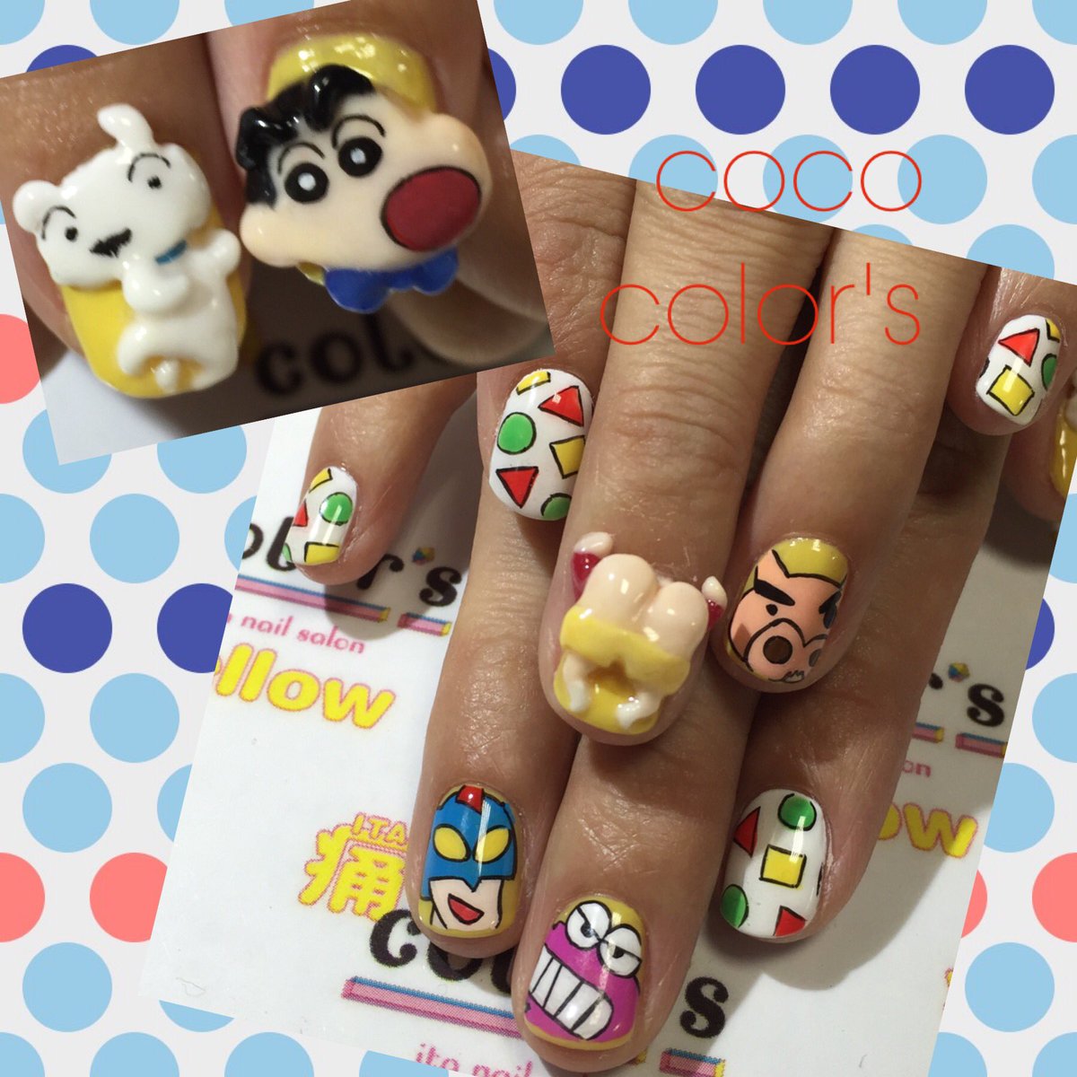 お客様オーダー、クレヨンしんちゃん展に向けた痛ネイル。お尻の3Dが