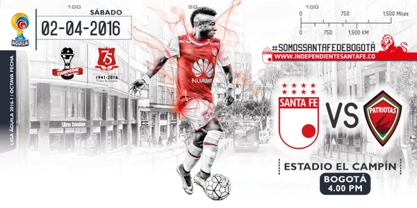 Hoy no es un dia normal HOY JUEGA EL CAMPEÓN DE SUDAMÉRICA.
<a href="/SantaFe/">Independiente Santa Fe</a>
