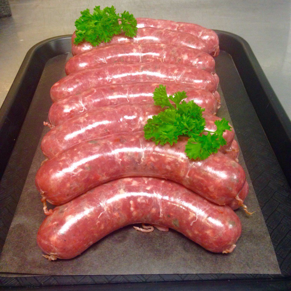 offthecleaver's tweet photo. Fresh Elk sausage out for the weekend! #durham #butcher #whitby #meat #bbq #elk #game https://t.co/fwiikwaN9L
