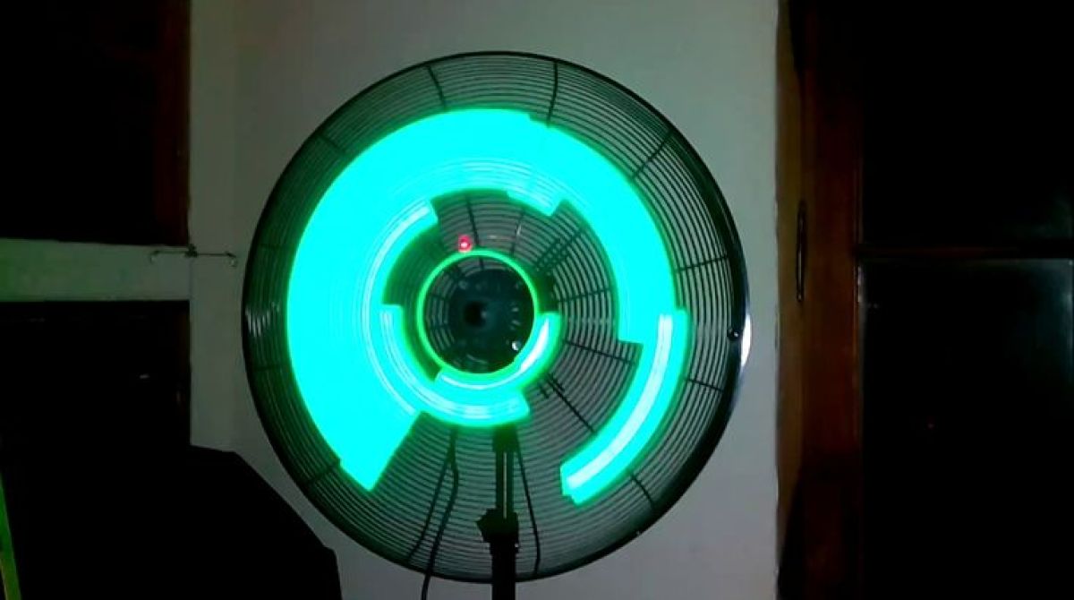make's tweet image. Transform your fan into Super Hexagon with #Arduino &amp;amp; LEDs ow.ly/10bO8Y #MakeArduino #ArduinoD16