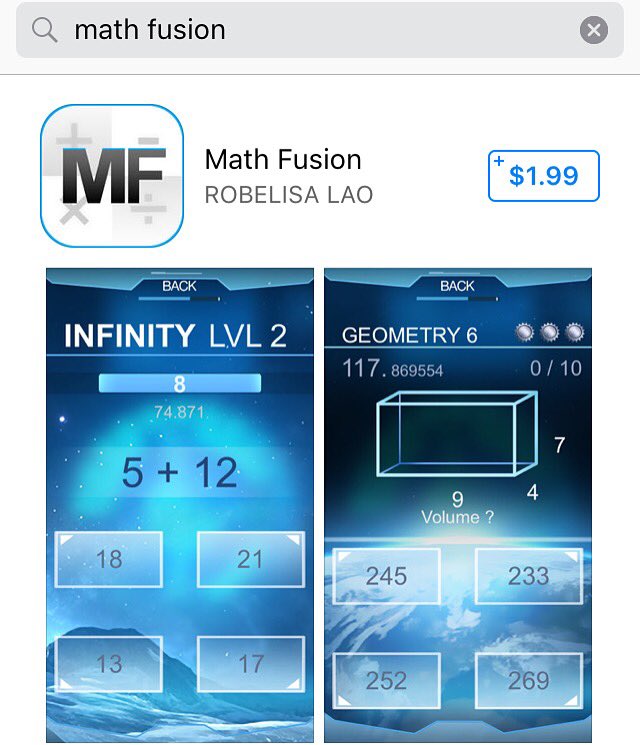 MathFusionApp's tweet photo. "Math Fusion" now available on Apple Store for only $1.99 play and learn!!works on (iPhones and iPads) https://t.co/g9vCD5KfFc