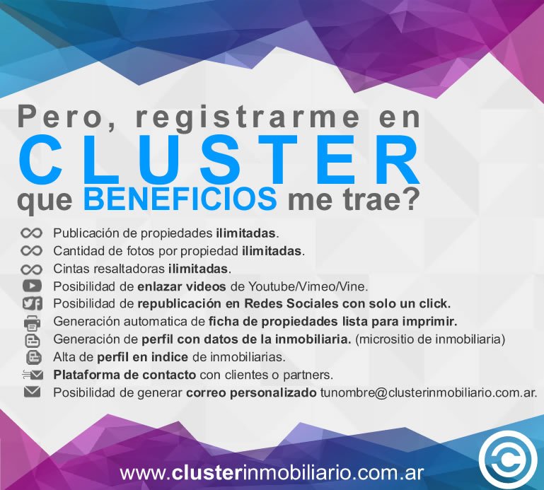Cluster_Inmo's tweet image. Descubrí los servicios y beneficios que te trae Cluster, entra en clusterinmobiliario.com.ar y sumate a nuestra red.