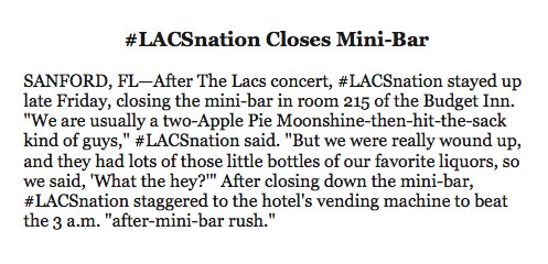 thelacsfans's tweet photo. Anyone have any pix from the @TheLacsMusic show last night? Here's what #LACSnation did.
#KeepItRedneck https://t.co/6vAtI35N5M
