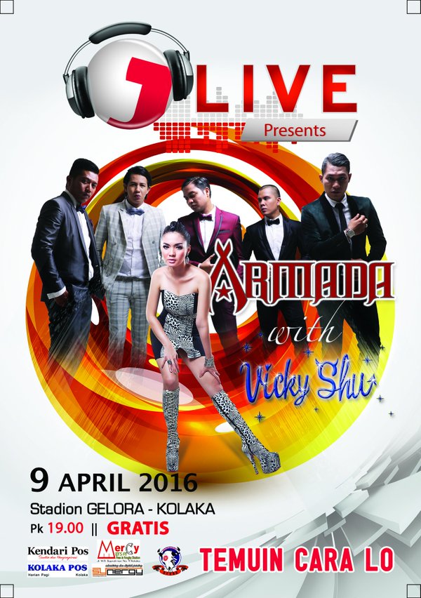 SeputarEvent's tweet photo. Sabtu, 9 April'16  @JAZY_LIVE w/ @band_Armada &amp; @VickyShu l Stadion Gelora - KOLAKA l GRATIS l cc: @anesrembes https://t.co/oMX6kSovEz