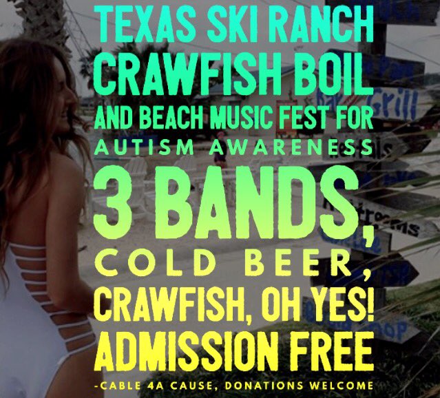 TexasSkiRanch's tweet photo. 3 bands-On the Beach, Crawfish Boil! #cable4Acause #newbraunfels #livemusic #freeadmission @innewbraunfels https://t.co/wmW5XtghFJ