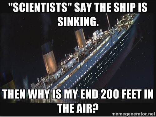 KHayhoe's tweet image. "If scientists say the planet is warming, then why is it snowing in April?" is like: