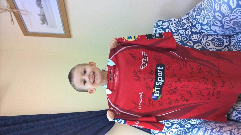 We may have lost today but Jac's landed as he won a signed shirt. Thank you very much <a href="/scarlets_rugby/">Scarlets Rugby</a>
