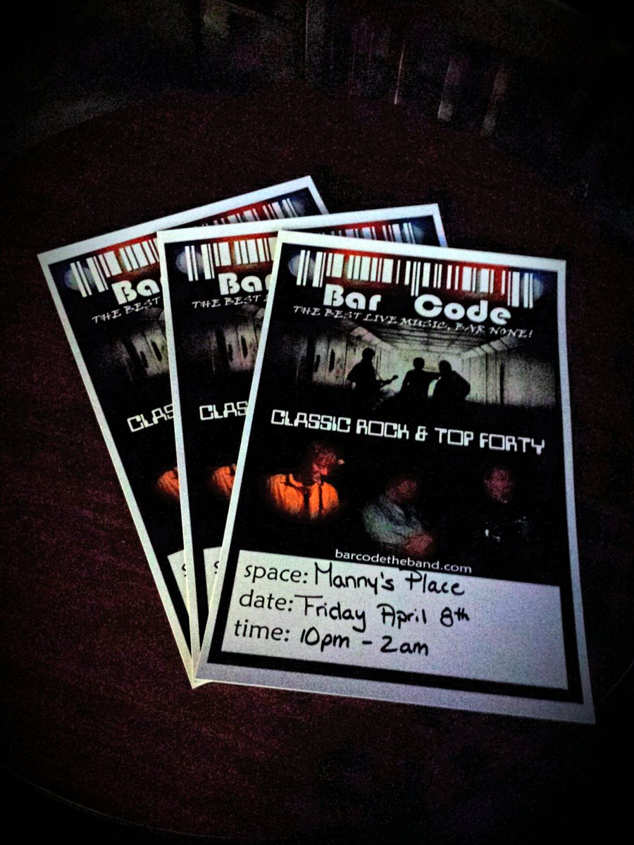 barcodetheband's tweet photo. Join us this Friday at @Mannys_Place in #Brantford, starting at 10pm. Please RT. #supportlocalevents https://t.co/JFrAJ6t5d4