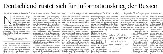 FlorianFlade's tweet photo. Bundesregierung will gegen russische Propaganda vorgehen. Gegenspionage wird wieder aufgebaut. @welt am Sonntag! https://t.co/SVZTmO7ICe