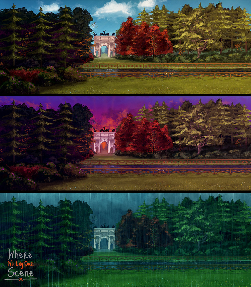 AuroCyanide's tweet photo. All the Park lighting variations together! https://t.co/JCd20Hw9Hb