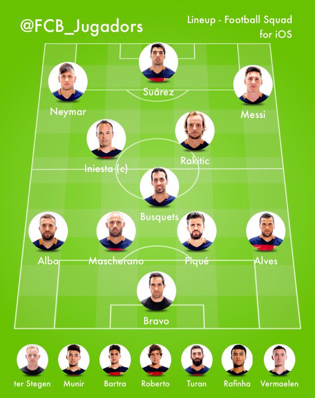 PlayersFCB's tweet photo. El XI del #FCBarcelona en #ElClasico https://t.co/s7uwPIfxdW