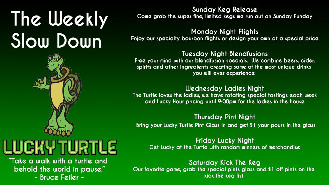 luckturtle's tweet image. The #WeeklySlowDown is here!  Check out our fun happenings everyday! #slowdown #turtlepace #slowandsteadywinstherace