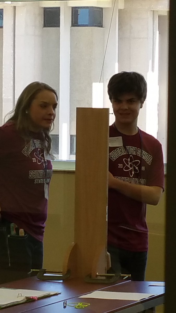 Barbie_Hartwell's tweet photo. Camryn and Andrew @ It's About Time, state Science Olympiad meet. Thanks, Mr. Galemore! @SplichalJulie @EudoraHS https://t.co/bnCgkJuasf