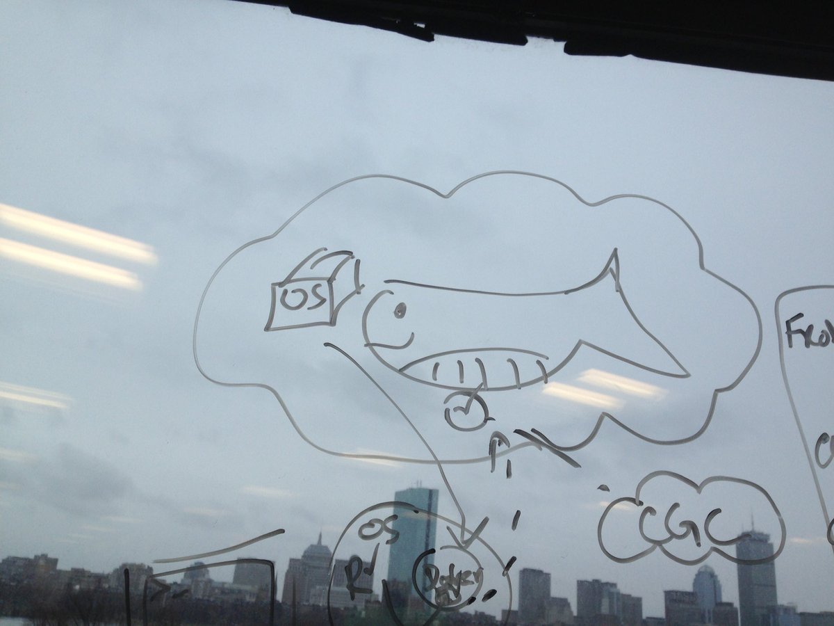 AndrewZimolzak's tweet photo. The @docker whale is going to deliver your OS to the #HancockBuilding. #CGCHack https://t.co/VzOapDeh3e