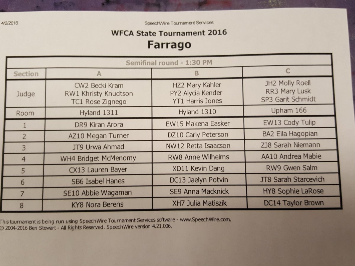 WFCAforensics's tweet image. Semifinals for FARRAGO #WFCAState2016 Congratulations!