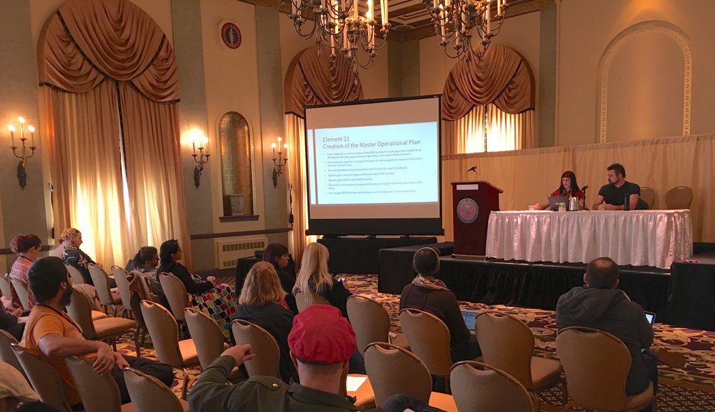 BurningManGLC's tweet photo. Kari Larson &amp; Jeff Reese talk about #element11 (Utah regional event) &amp; building organizational plans https://t.co/H5twC4NPVO