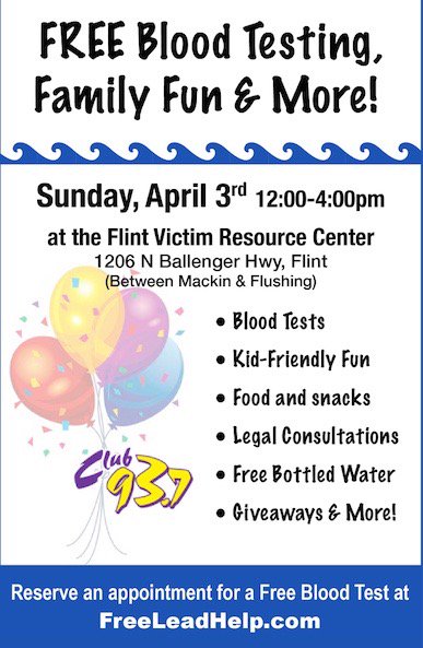 ProtectFutures's tweet photo. Sunday noon-4pm: Free blood testing &amp; family fun! #FlintWaterCrisis #ProtectFlintsFuture  https://t.co/vXV2drRkzk https://t.co/gozb1AIanf