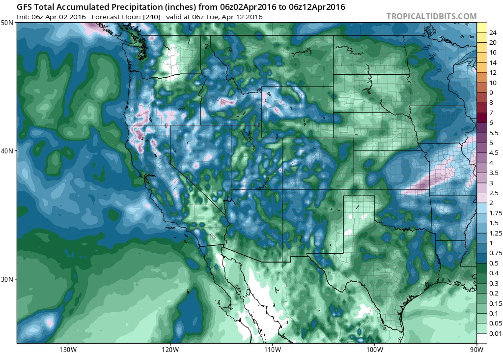 Believe it or not, models now suggesting very active spring pattern starting in ~6 days. Bears watching! #CAwx