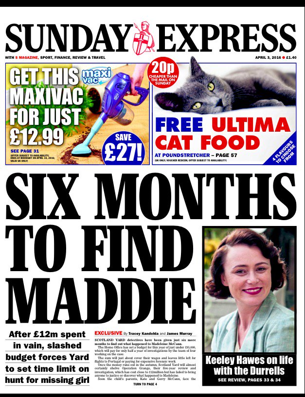 SIX Months to find Maddie - Sunday Express 3.4.16 CfEEnucWwAAehqw