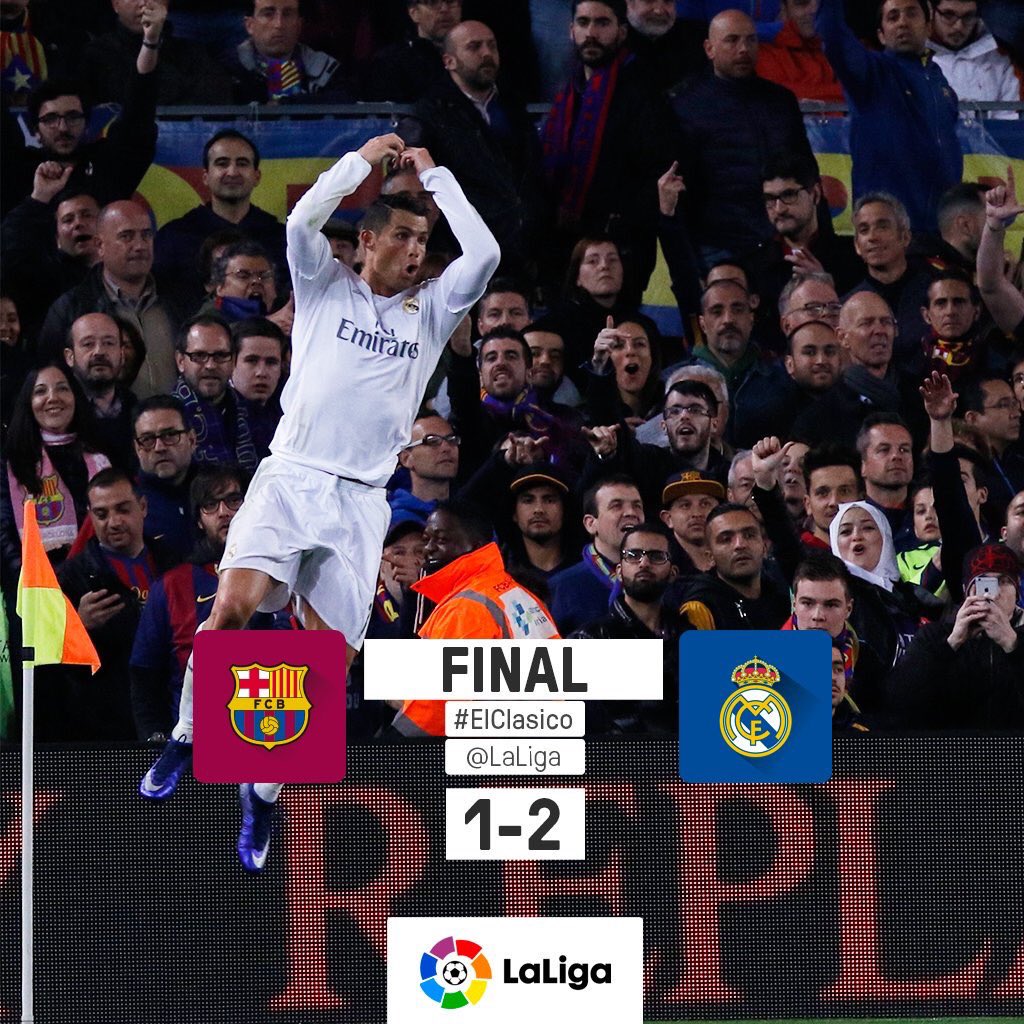 bezdiario's tweet photo. #UltimaHora: El Real Madrid vence al FC Barcelona en el Nou Camp por 1-2 
Foto: @LaLiga #ElClasico https://t.co/soAPCRGV3b