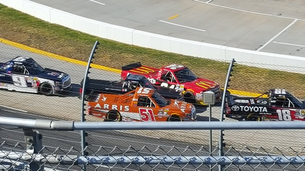 MattWeaverRA's tweet photo. Under red, both Larson and Suarez parked next to Nemechek. They're pretty unhappy. Daniel is revving his motor. https://t.co/QJGoHaPNKo
