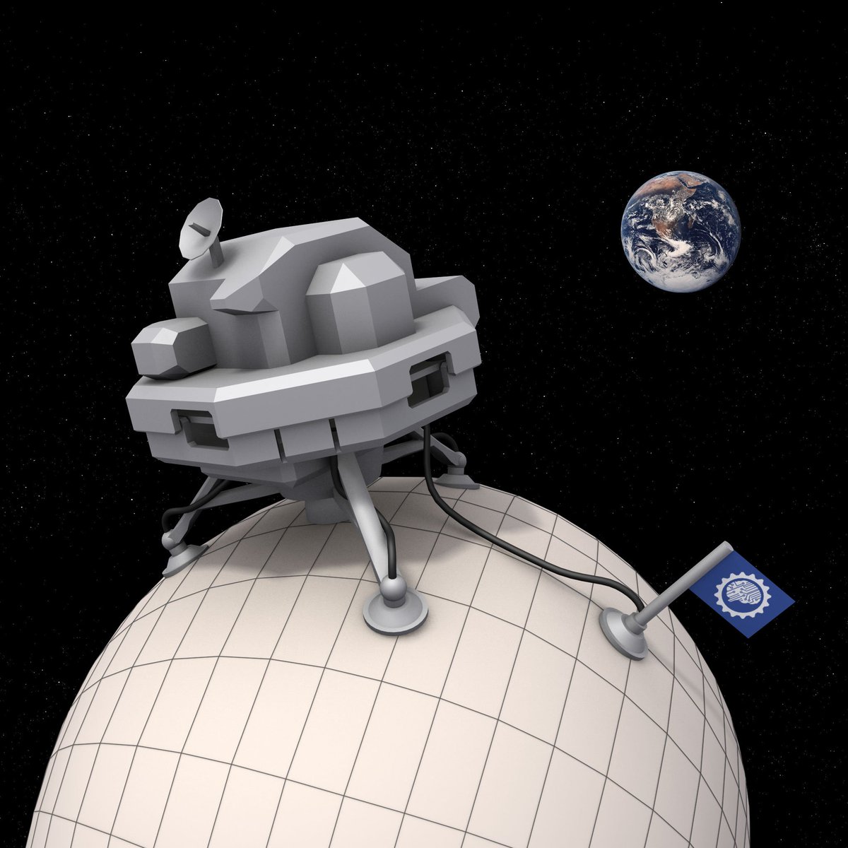 ThreeForm's tweet photo. The original Head Lander concept. Note the flag is a reference electrode. Ha. #EEG #Neurotech #Neoroscience https://t.co/5zxS2RiAmL