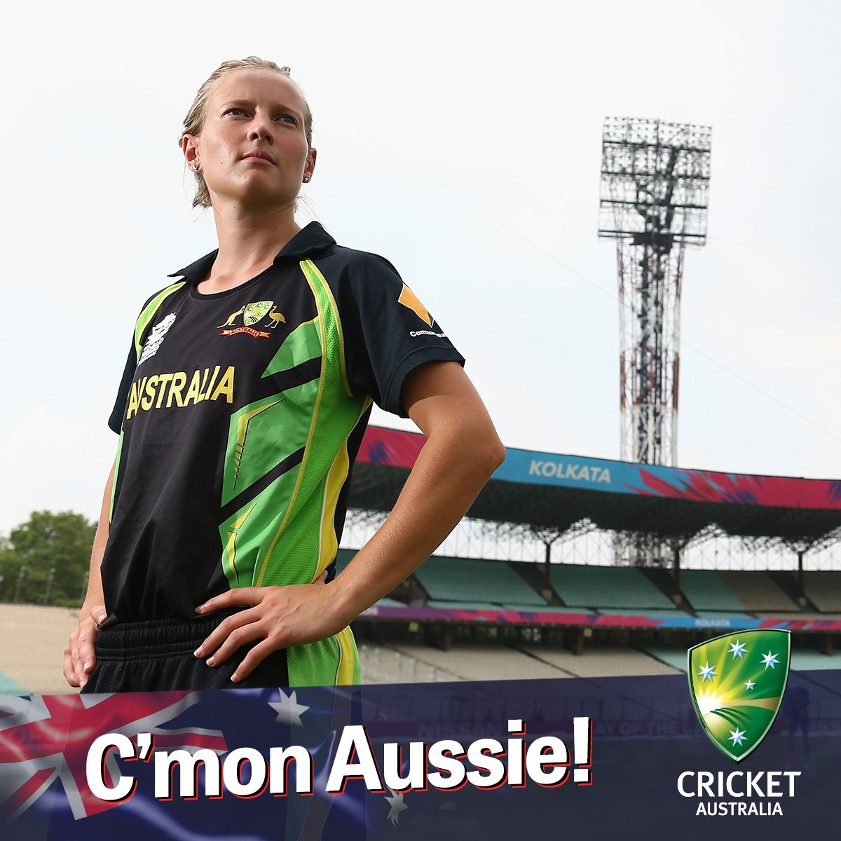 AusWomenCricket's tweet photo. GAME DAY! Spread the word &amp; get behind the team in the #WT20 final, live on Fox Sports from 7pm AEST! #CmonAussie https://t.co/GWy5PHzXpf