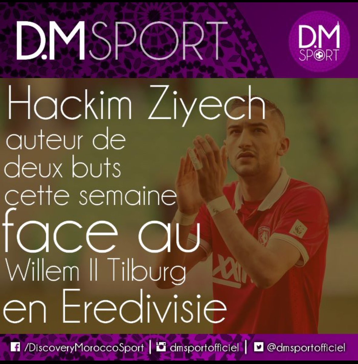 dmsportma's tweet photo. Alors que le FC Twente perdait 2-0,Hakim Ziyech est parvenu à inscrire deux buts dont celui de la victoire.
#DMSport https://t.co/yAyScBRjSG