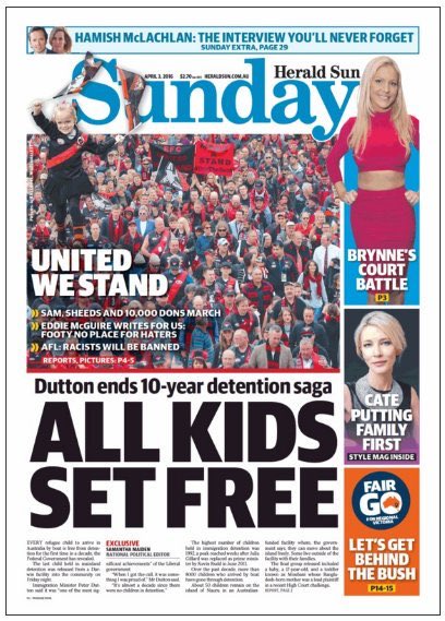 welcomingaus's tweet photo. A great headline for children finally freed from damaging and unnecessary detention in Australia https://t.co/WwO1NntUsk