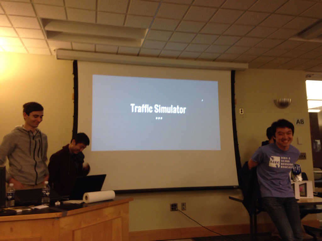 MLHacks's tweet photo. Traffic Simulator: tells you when is best to get on the road w/o hitting traffic #hackuconn https://t.co/XA6Ogflpbu