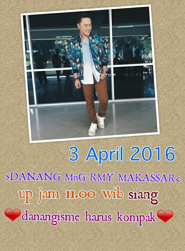 Nanti jam 11 Ramaikan KW NYA 
> DANANG MnG RMY MAKASSAR <
Jangan lupa ya 
cc : <a href="/DA2_Danang/">DA2_Danang</a>