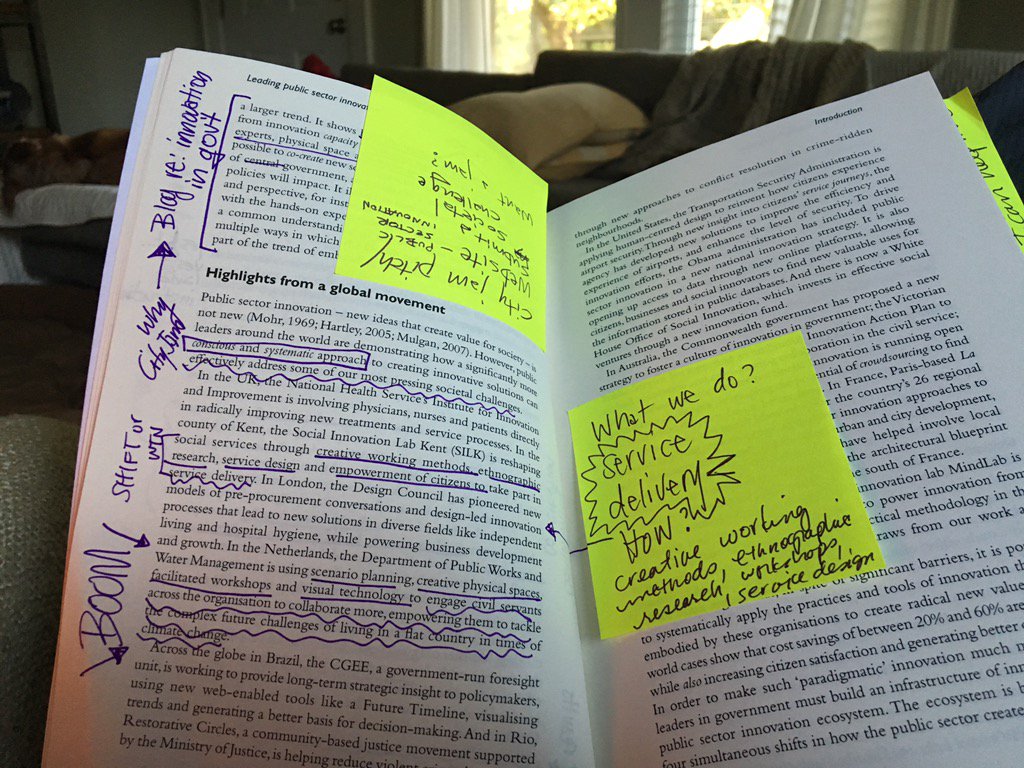kendrashill's tweet photo. Every page of #publicsectorinnovation is noteworthy! Good conversations ahead @christianbason #ServDes2016 https://t.co/f9VBp7WJre