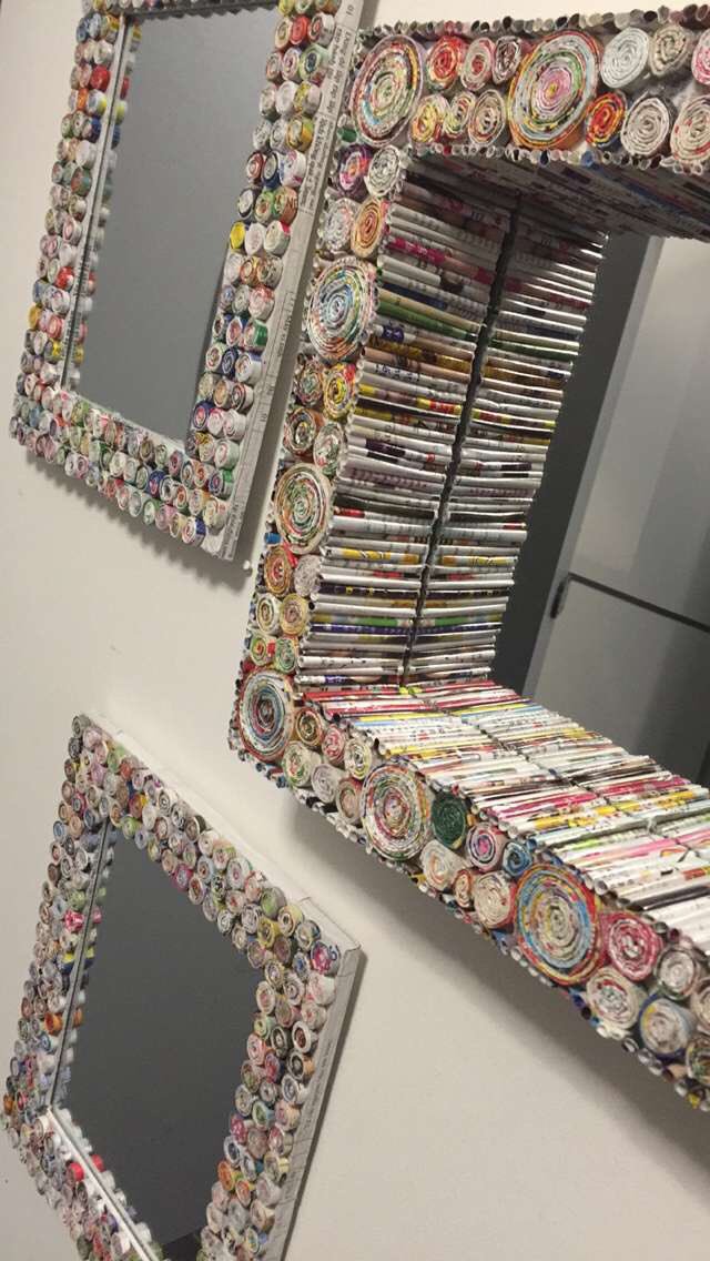 katwilson04's tweet photo. How cool are these mirrors - made from rolled up magazines! #funky #art https://t.co/kA4geXurzm